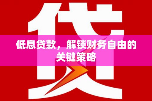 故城低息贷款，解锁财务自由的关键策略