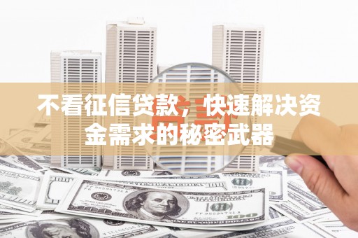 故城不看征信贷款，快速解决资金需求的秘密武器